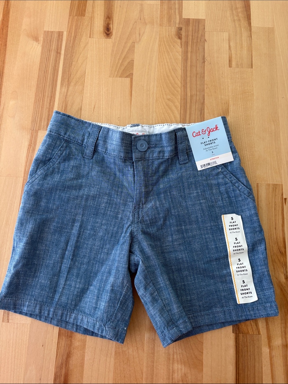 Cat & Jack Chambray Blue Flat-Front Boys' Shorts